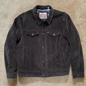 Levi's Mens 72334 Faux Suede Thick Brown Classic Trucker Winter Jacket Sz XL